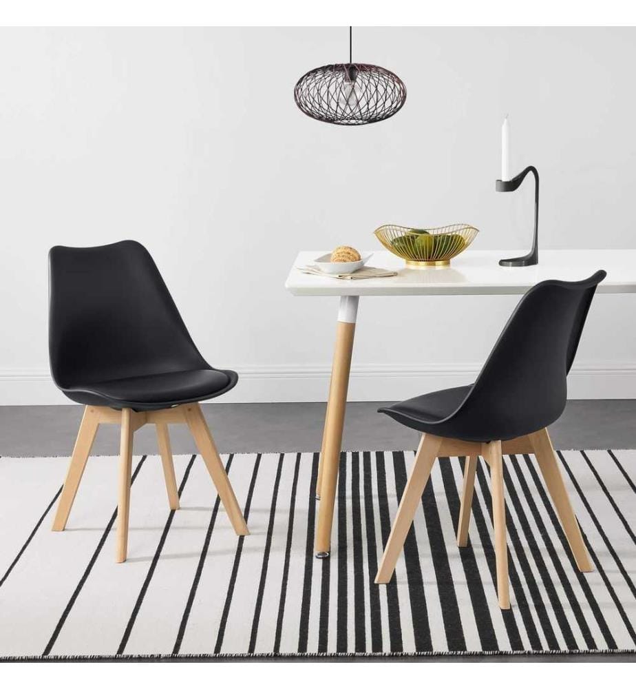 Esszi mmerstuhl Fläten 2er Set 81x49 cm Schwarz PU-Kunstleder