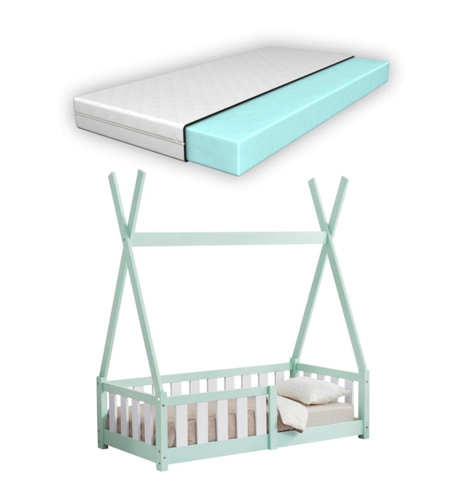 Kinderbett Helsingborg 70x140 cm mit Matratze Mint