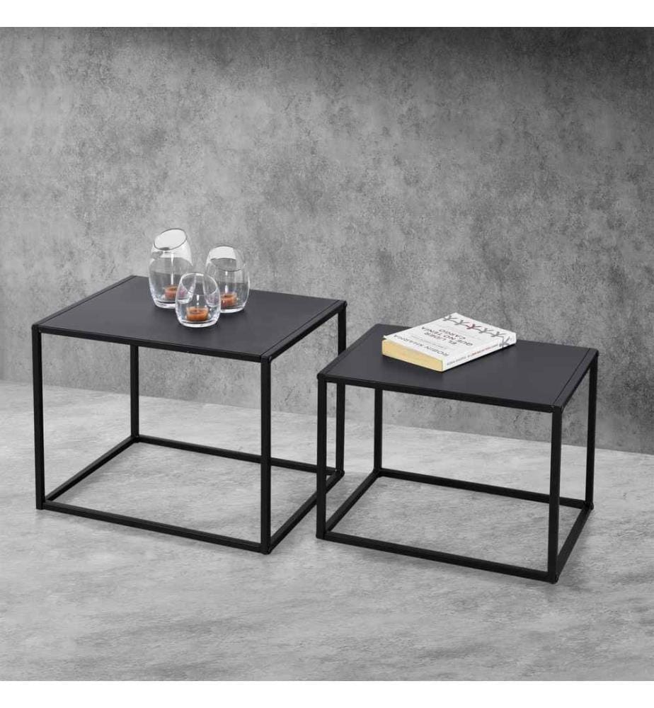Table d'appoint Archsum Lot de 2 rectangulaires design industriel noir