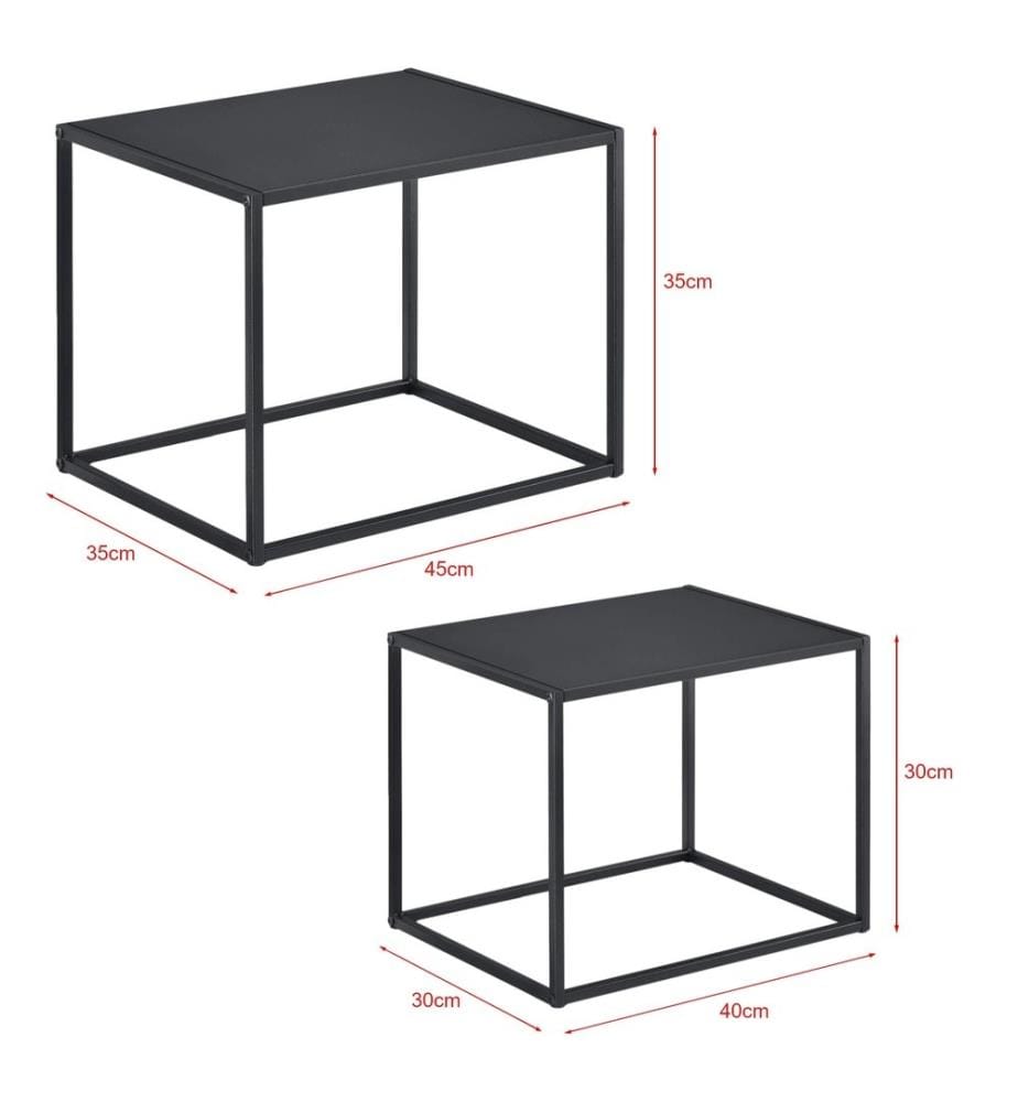 Table d'appoint Archsum Lot de 2 rectangulaires design industriel noir