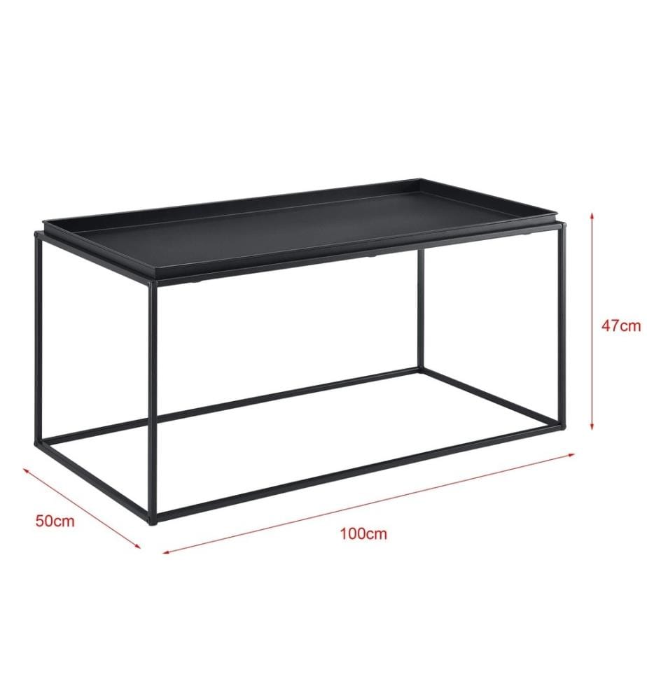 Table basse Nyker 47x100x50 cm design industriel noir
