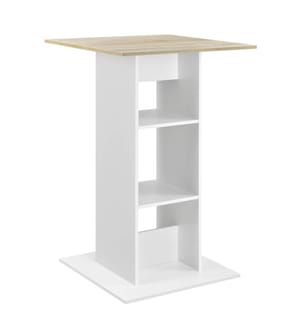 Bartisch Visby 110x70x70 cm mit 3 Regalfächern Weiss Eiche-Optik