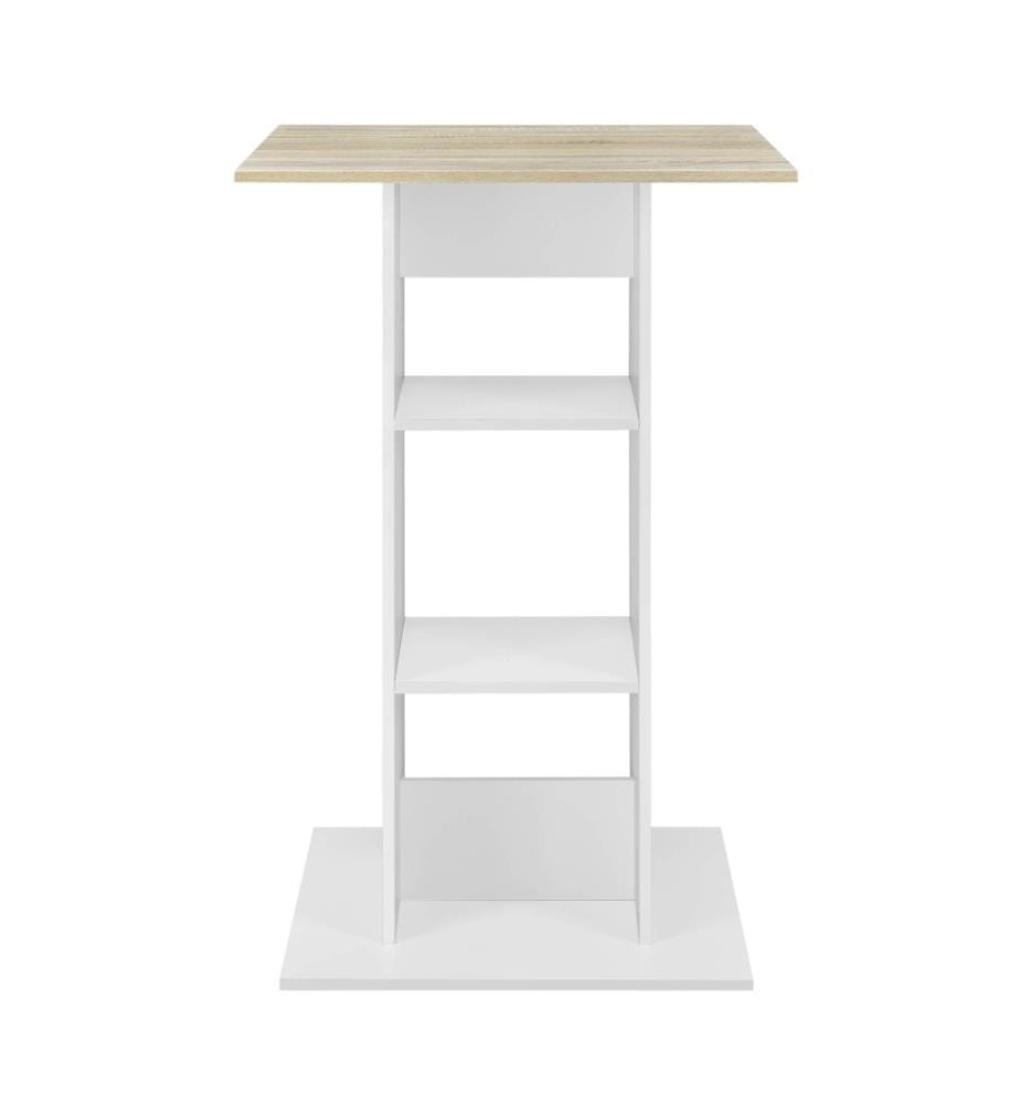 Bartisch Visby 110x70x70 cm mit 3 Regalfächern Weiss Eiche-Optik