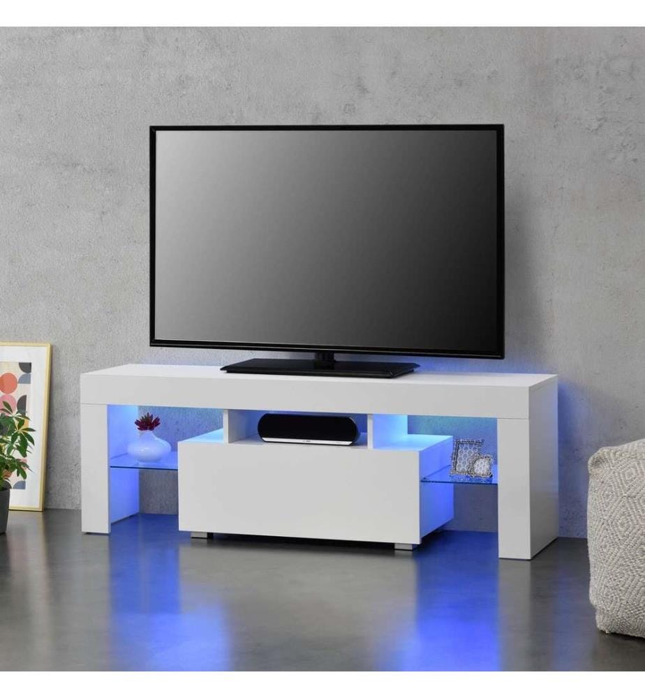 LED Fernsehtisch Grimsey 130x40x38 cm mit Schublade