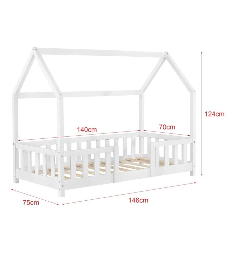 Lettino Sisimiut 70x140 cm con materasso e sponde di sicurezza