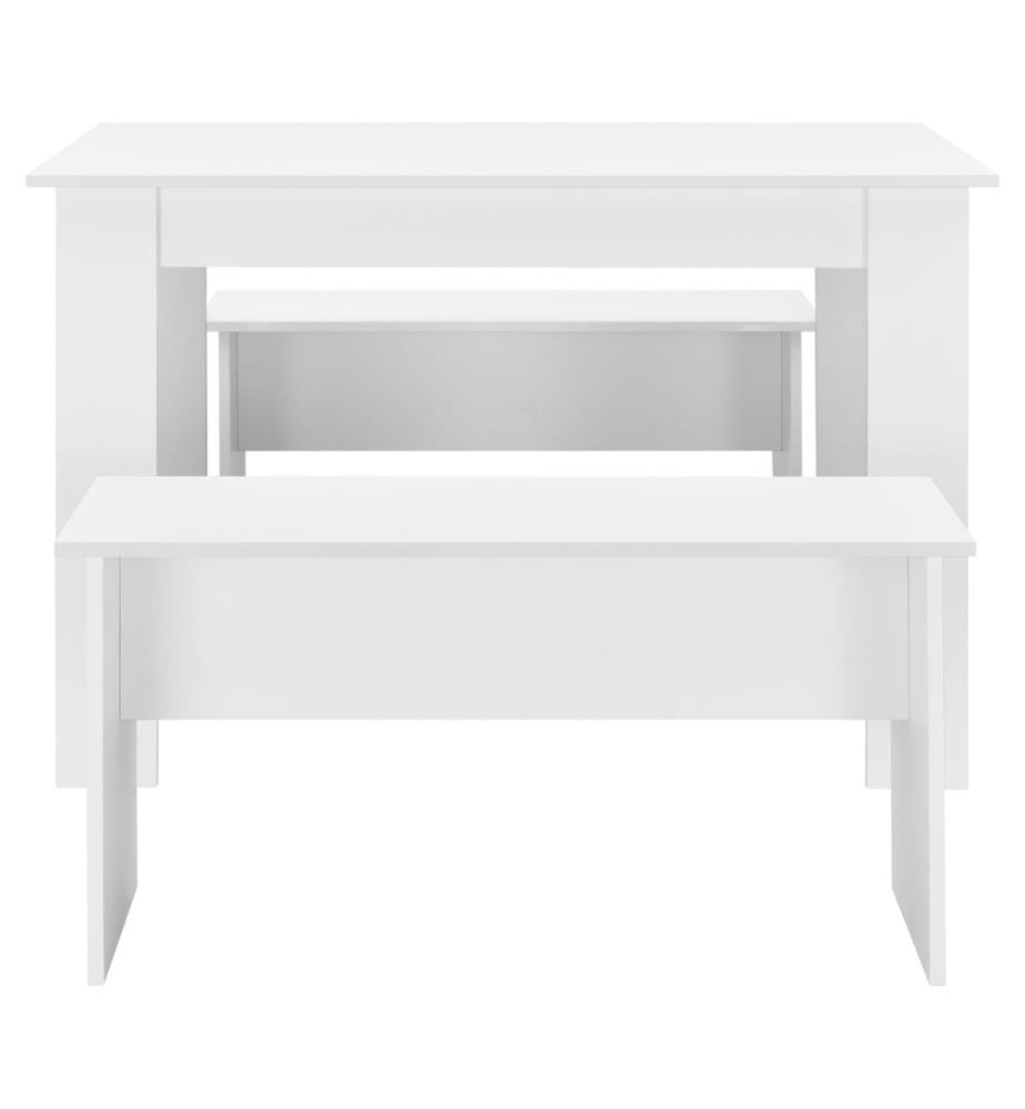 Ensemble table et banc Hokksund 110x70 cm avec 2 bancs Blanc