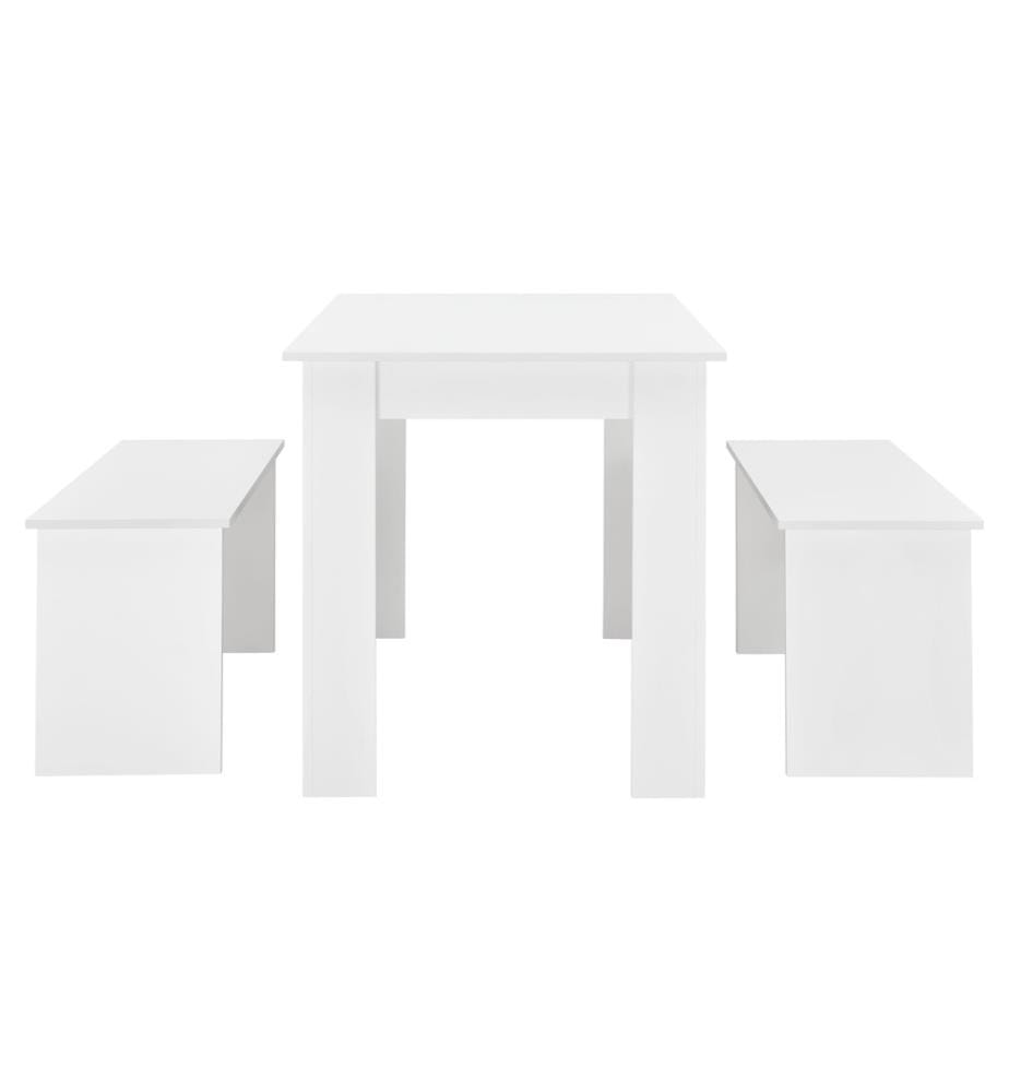 Ensemble table et banc Hokksund 110x70 cm avec 2 bancs Blanc