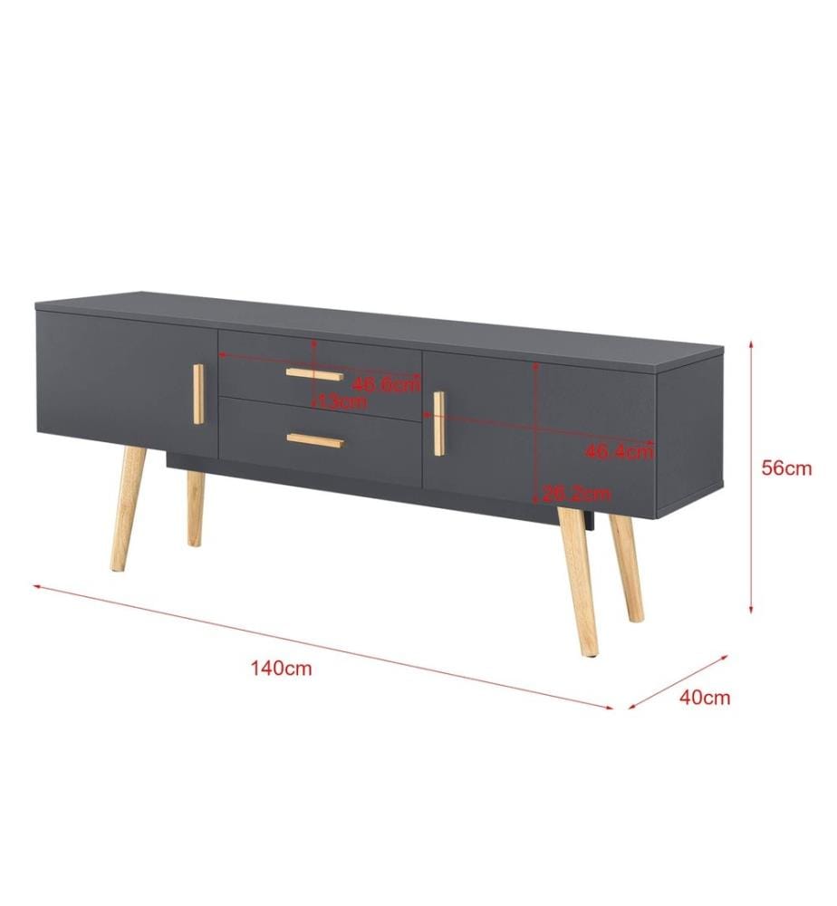 Mobile TV Alavus 140x40x56 cm con 2 ante per armadio