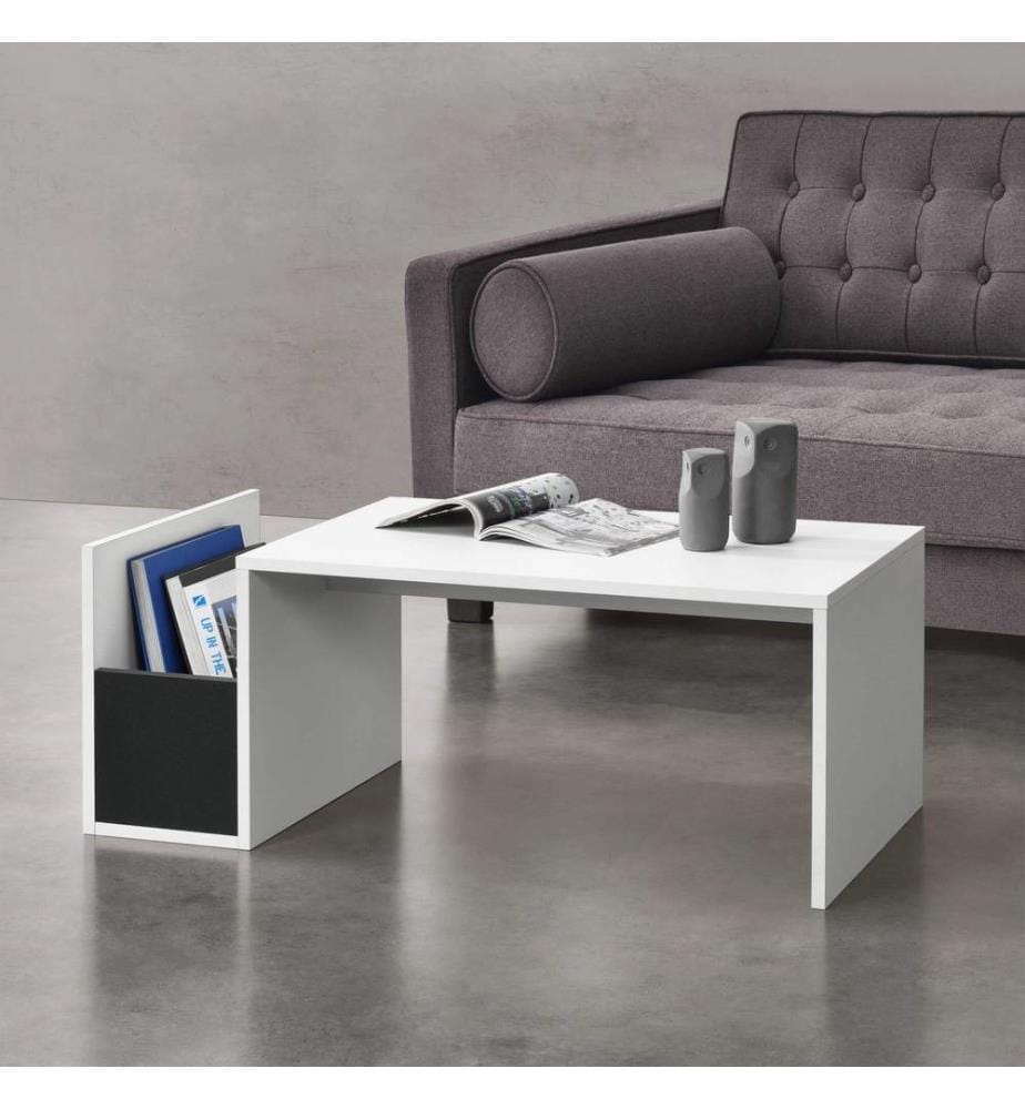 Table basse Bollnäs 90x45x35 cm avec étagère Blanc