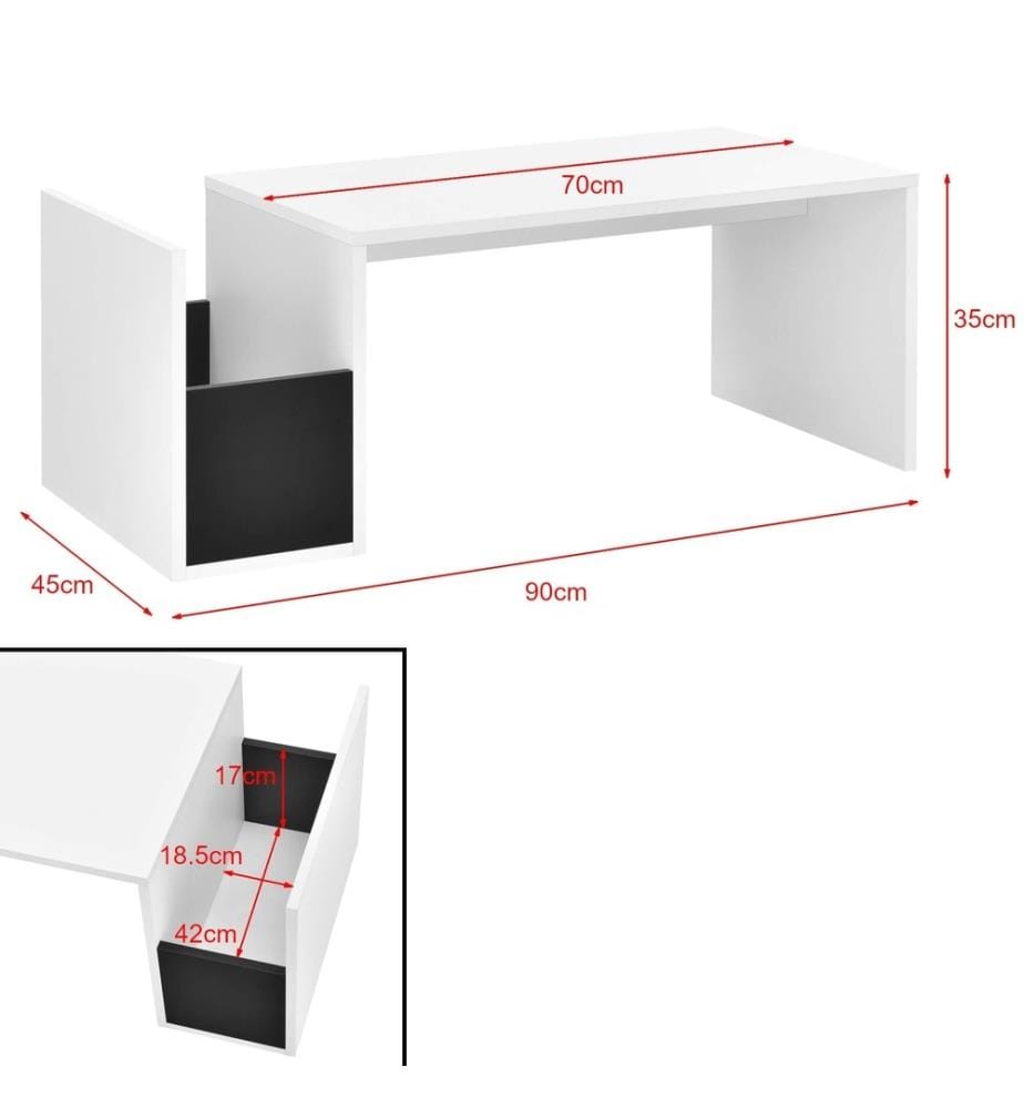 Table basse Bollnäs 90x45x35 cm avec étagère Blanc