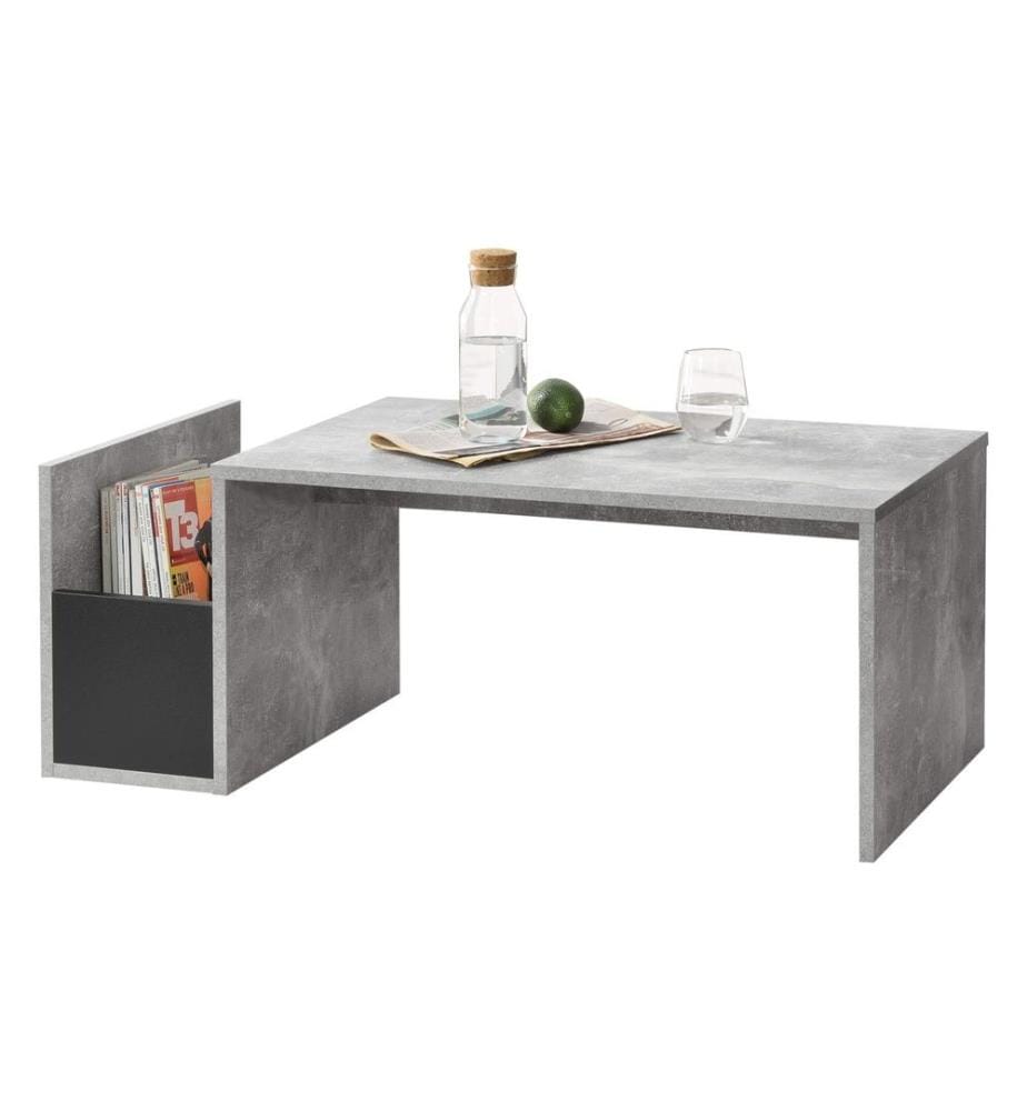 Table basse Bollnäs 90x45x35 cm avec compartiment de rangement imitation béton