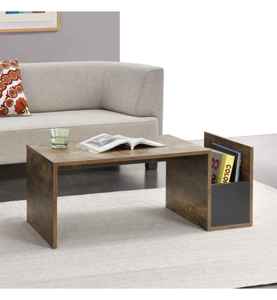 Couchtisch Bollnäs 90x45x35 cm mit Ablagefach Eiche dunkel