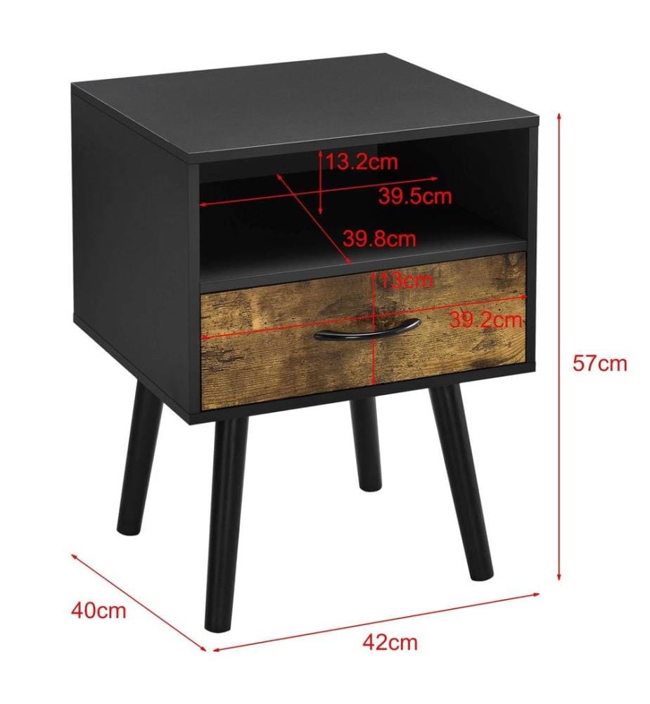 Table de chevet Table d'appoint Gävle 57 x 42 x 40 cm Noir