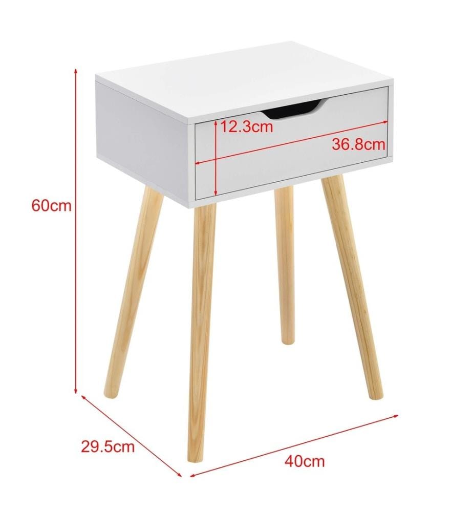 Table d'appoint Östersund 60x40x30 cm avec tiroir Blanc