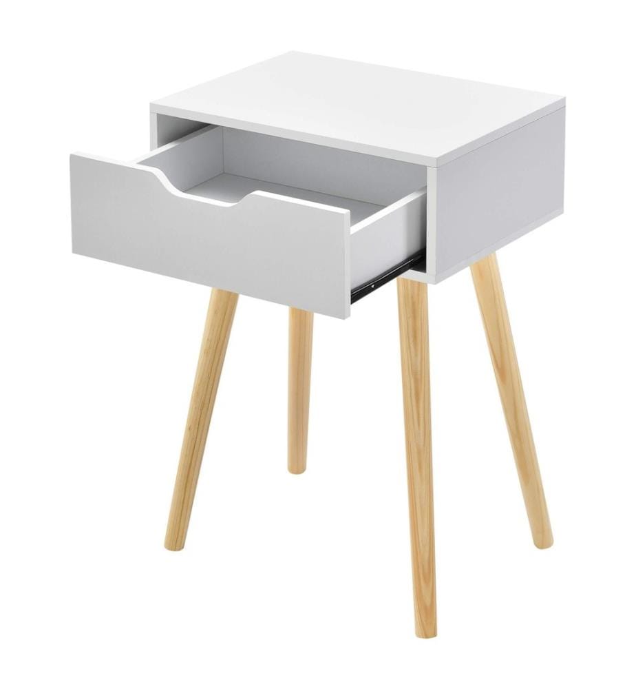 Table d'appoint Östersund 60x40x30 cm avec tiroir Blanc