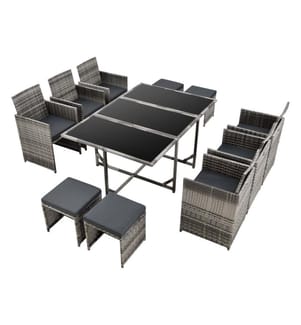 Polyrattan Sitzgruppe Laredo XL Grau meliert