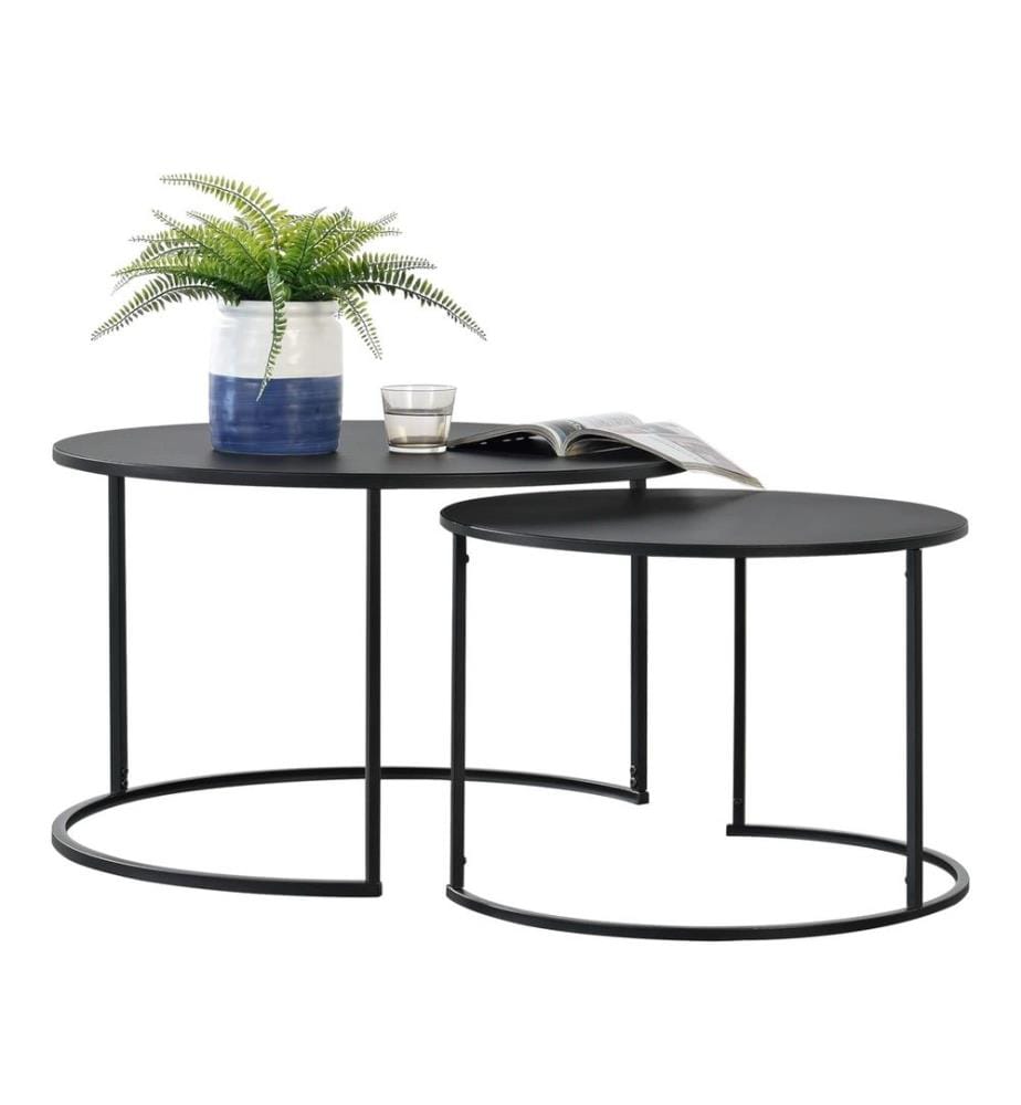 Couchtisch-Set Korenica 2er-Set Rund Metall Schwarz