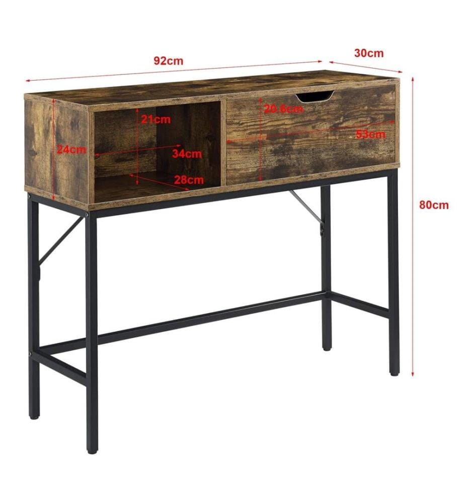 Table console Tranemo 92x30x80 cm Bois foncé