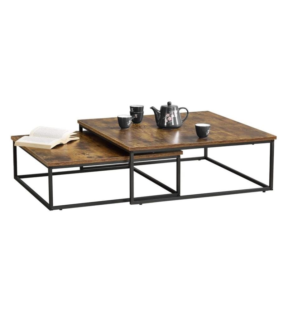 Couchtisch-Set Haninge 2er Set rund Dunkler Holzton
