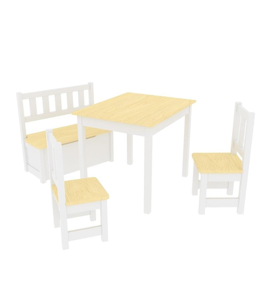 Set de table pour enfant Lousame pin naturel blanc