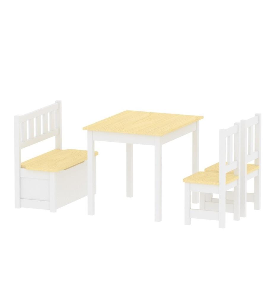 Set de table pour enfant Lousame pin naturel blanc