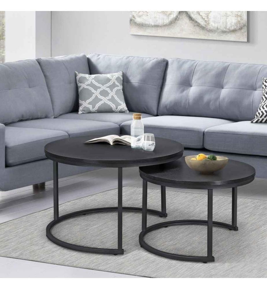 Table basse Christchurch Lot de 2 Rondes Noir