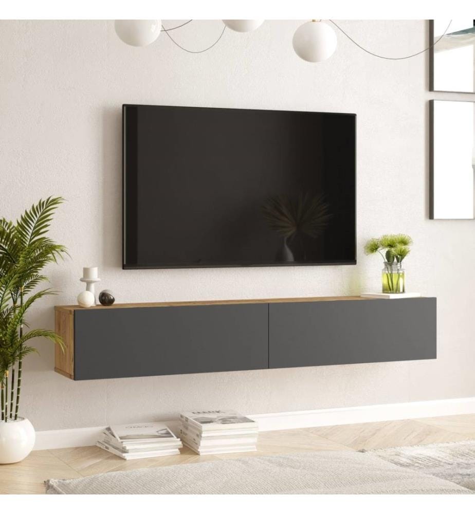 Fernsehtisch Lapinlahti 180x31.5x29.5 cm Eiche rustikal Anthrazit