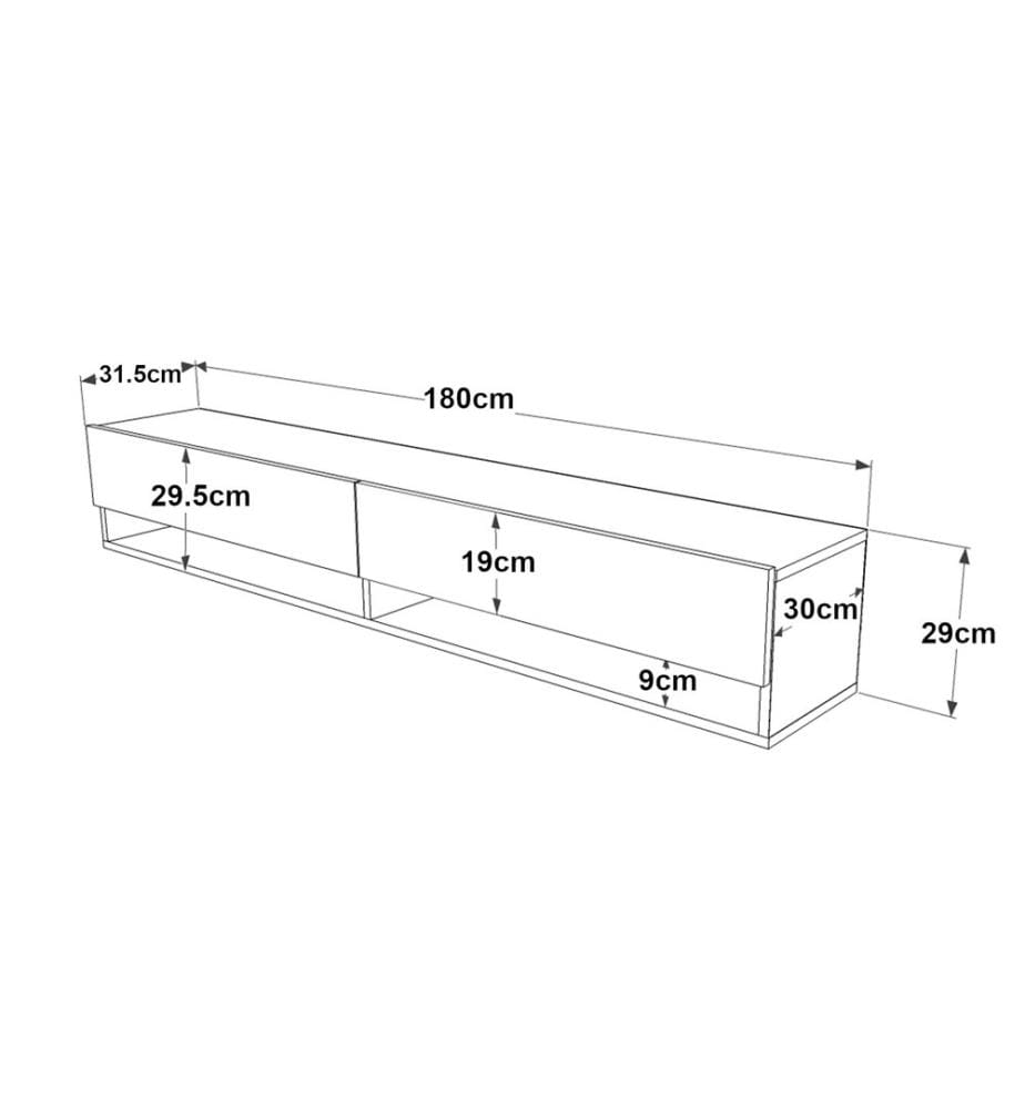 Fernsehtisch Laitila 180x31.5x29.5 cm Eiche rustikal Weiss