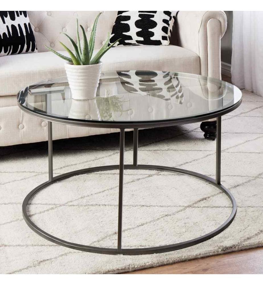 Tavolino in vetro trasparente Kolari 45x80 cm nero trasparente