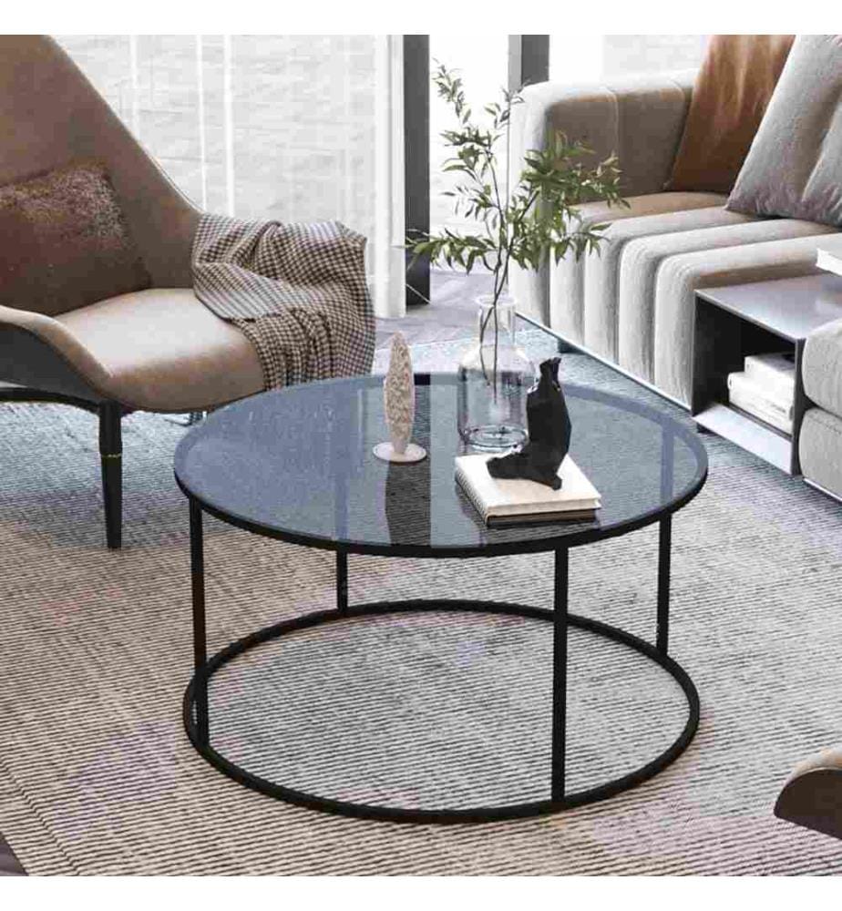 Couchtisch Kolari aus Rauchglas 45x80 cm Schwarz Transparent