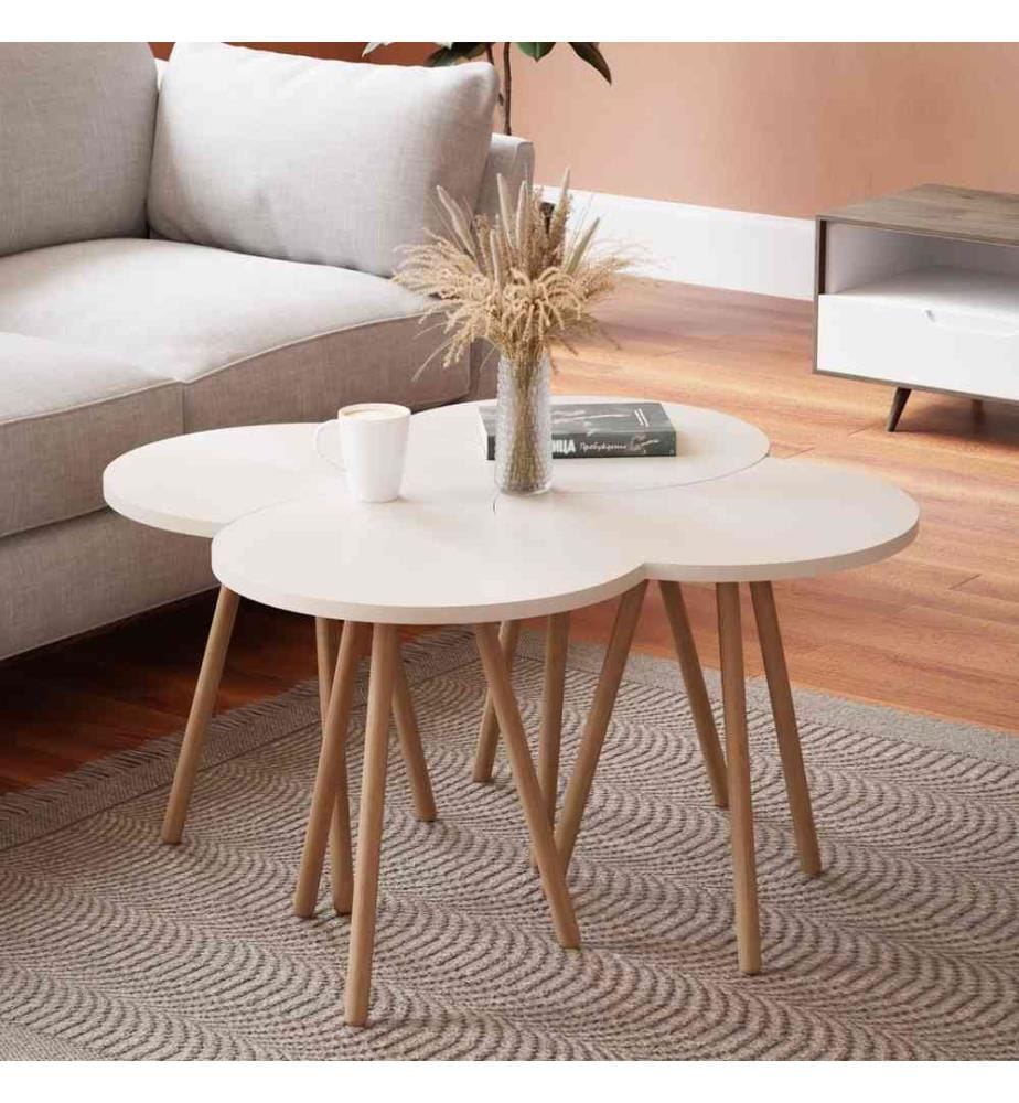 Table basse Højer en set de 4 48x45x32 cm Blanc