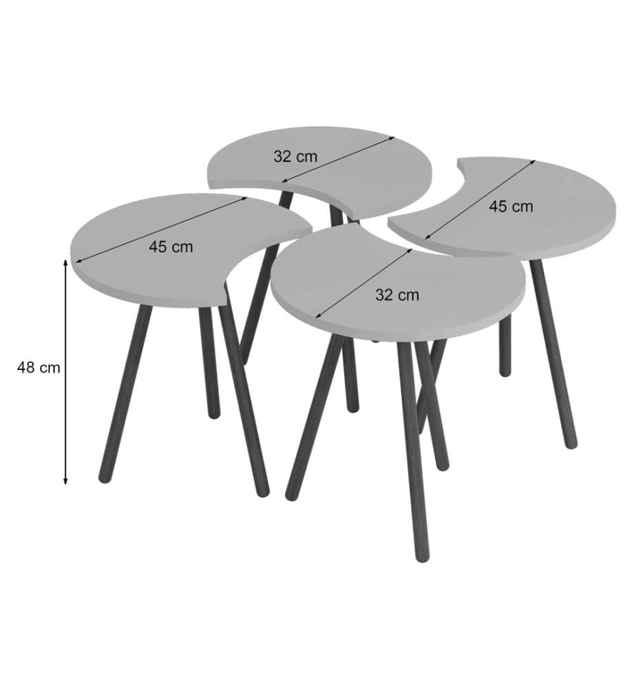 Table basse Højer en set de 4 48x45x32 cm imitation bois
