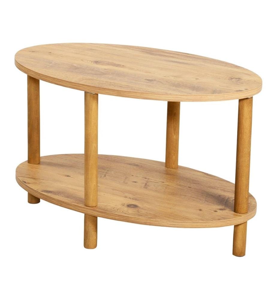 Couchtisch Højreby mit unterer Ablage 43x70x44 cm Oval Holzoptik