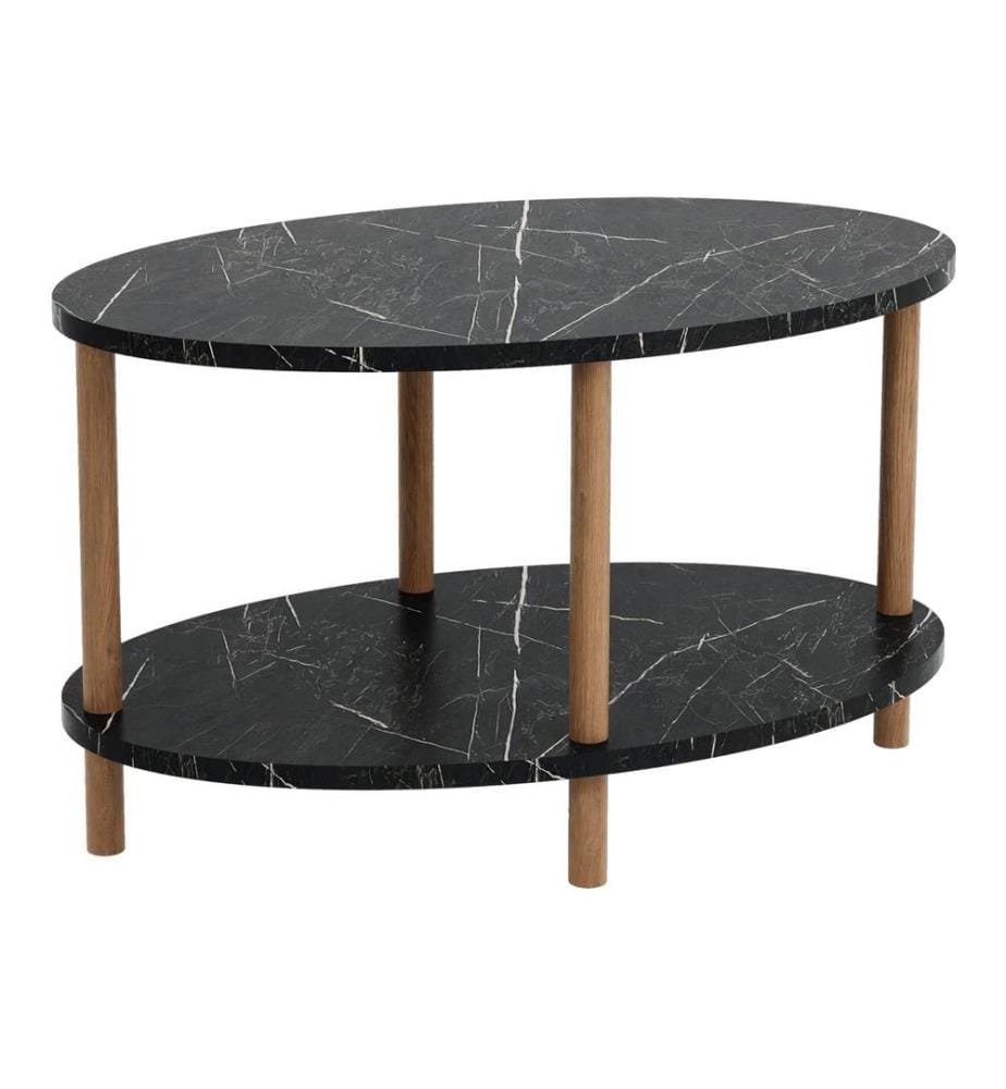 Tavolino Højreby con ripiano inferiore 43x70x44 cm ovale