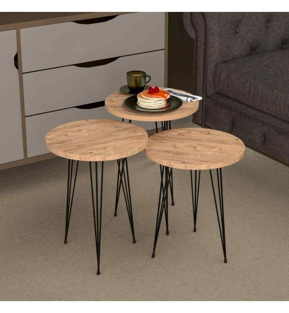 Set de 3 tables Ry couleur bois noir
