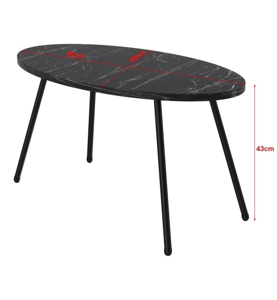 Table basse Skærbæk 43x90x50 cm marbre noir