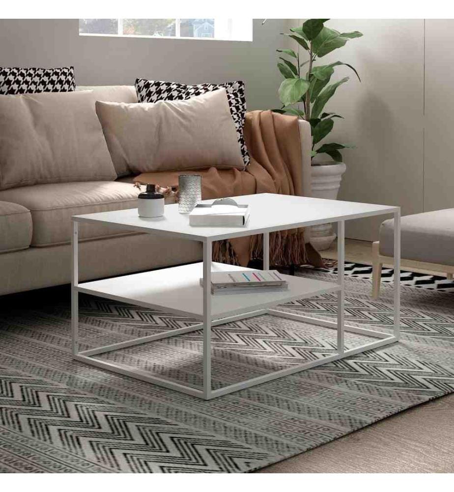 Table basse Solund 45x90x60 cm blanc mat