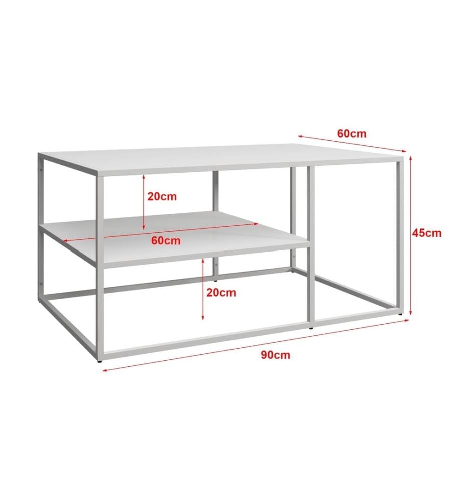 Table basse Solund 45x90x60 cm blanc mat