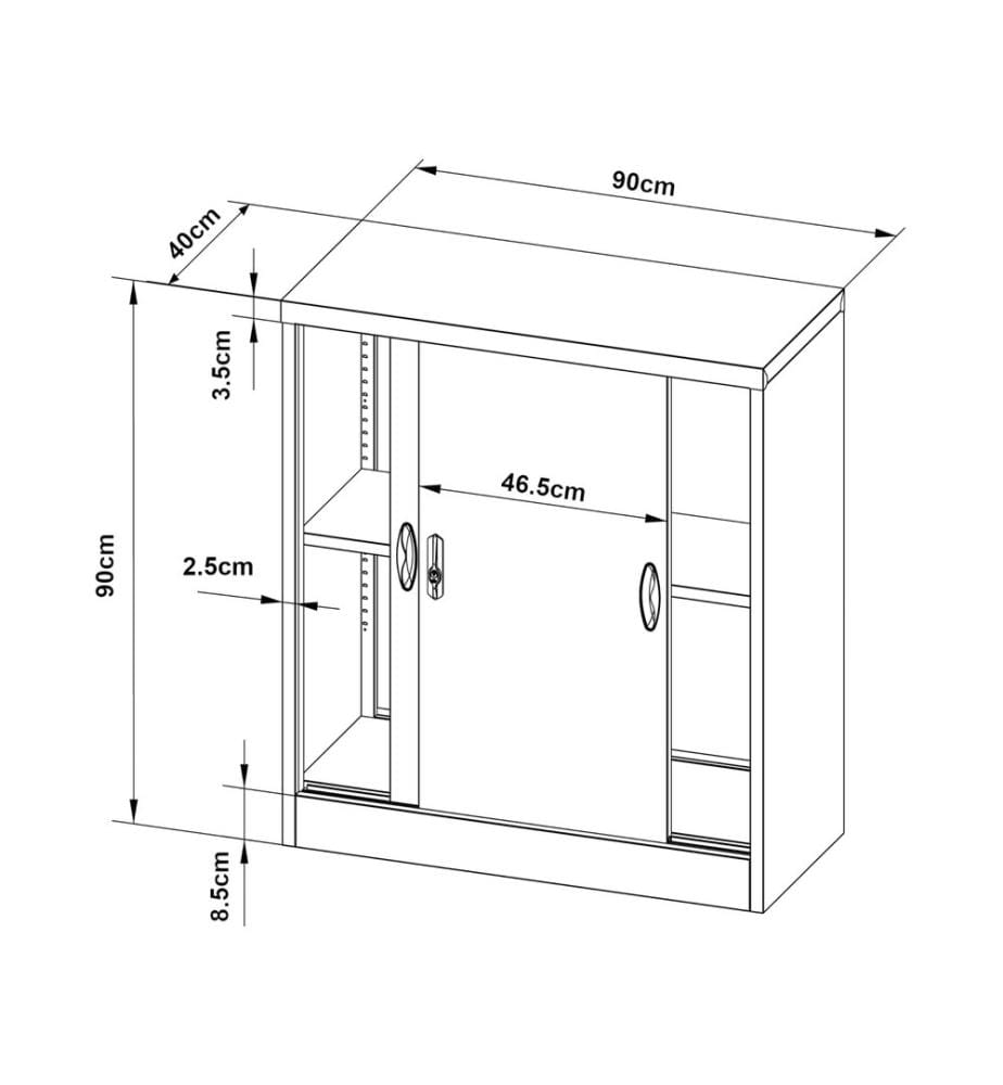 Aktenschrank Rieti Stahl 90x40x90 cm Hellgrau