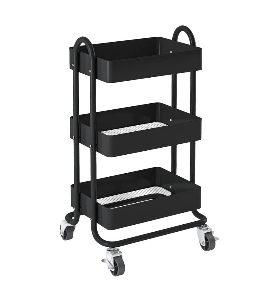 Küchenrollwagen Pyhäntä 78.5x46x35 cm Stahl Schwarz