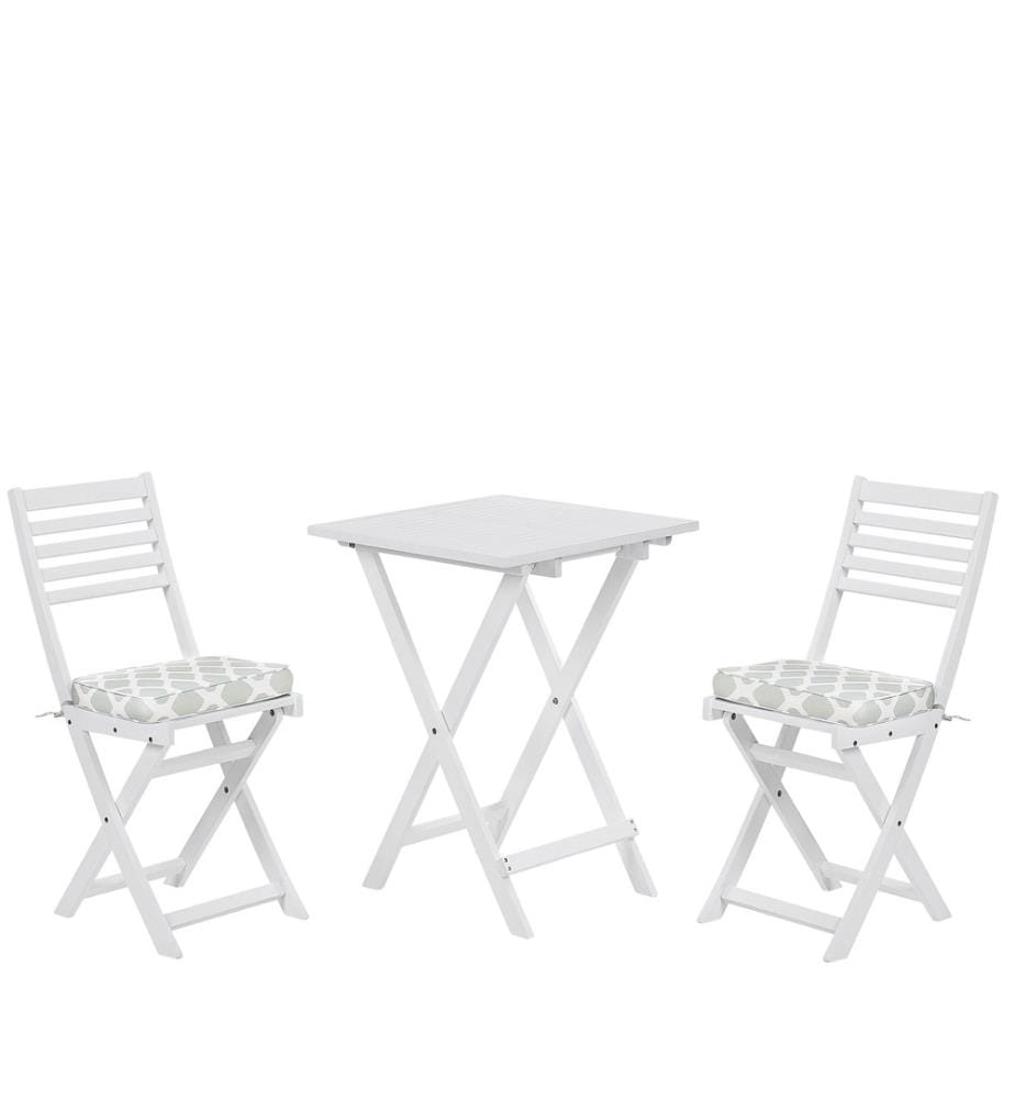 Set bistrot con cuscini Pieghevole FIJI Legno d'acacia Bianco