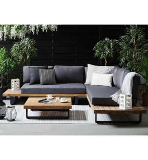 Set di divani angolari da giardino 5 posti MYKONOS Lato destro Legno di acacia certificato Grigio scuro