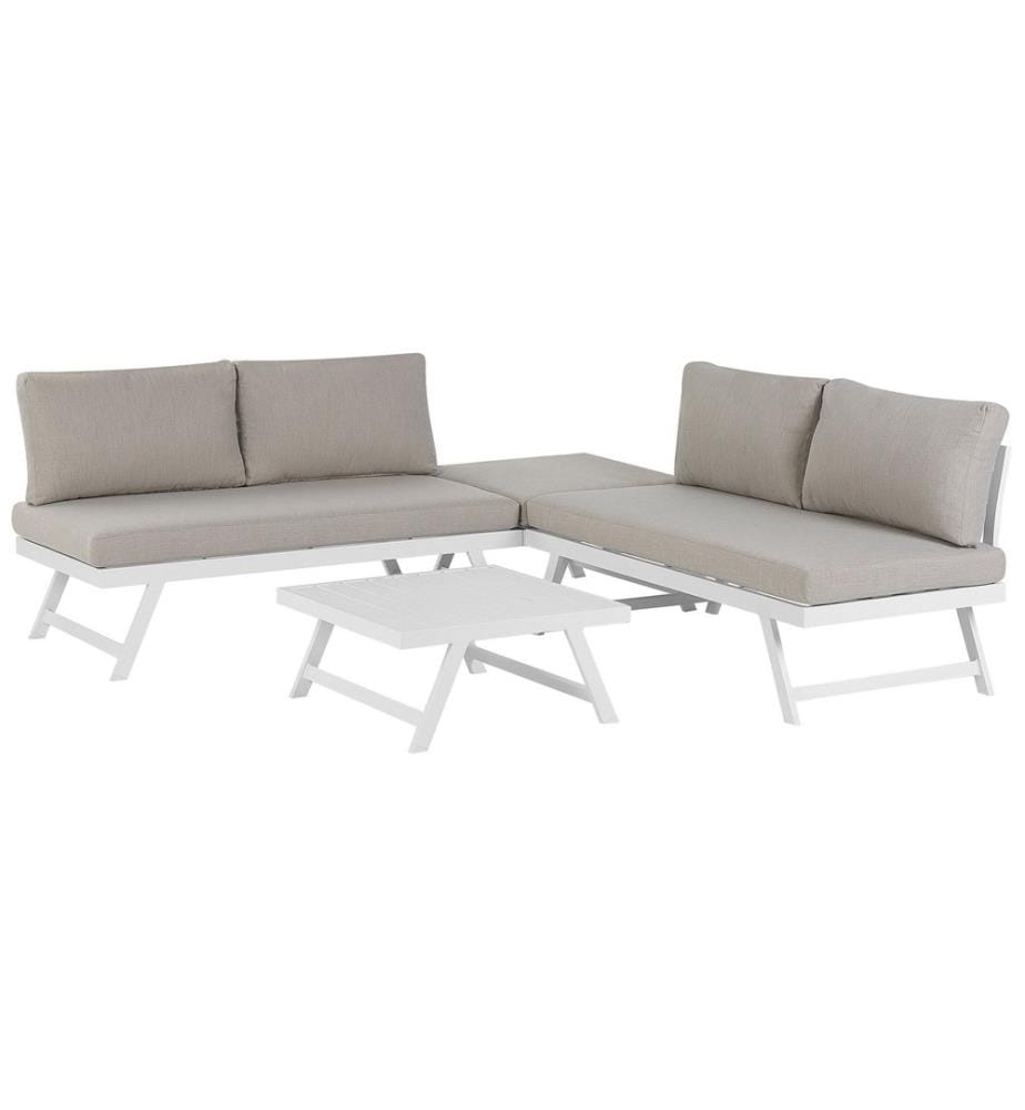 Garten Ecksofa mit Tisch 5-Sitzer COCCORINO Metall Taupe
