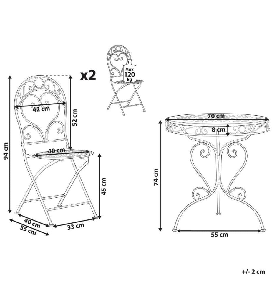 Bistro Set klappbar ALBINIA Metall Rosa