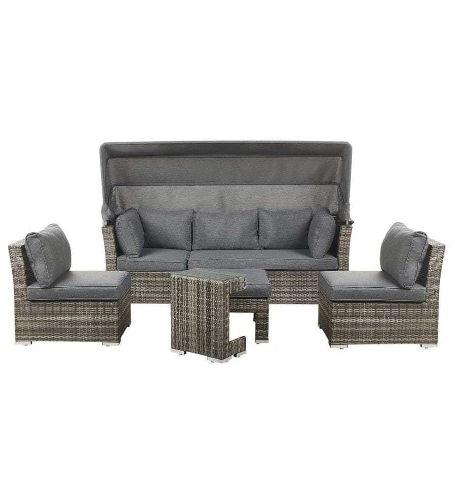 Ensemble de salon de jardin avec table 6 places CORTE Polyrotin Marron foncé