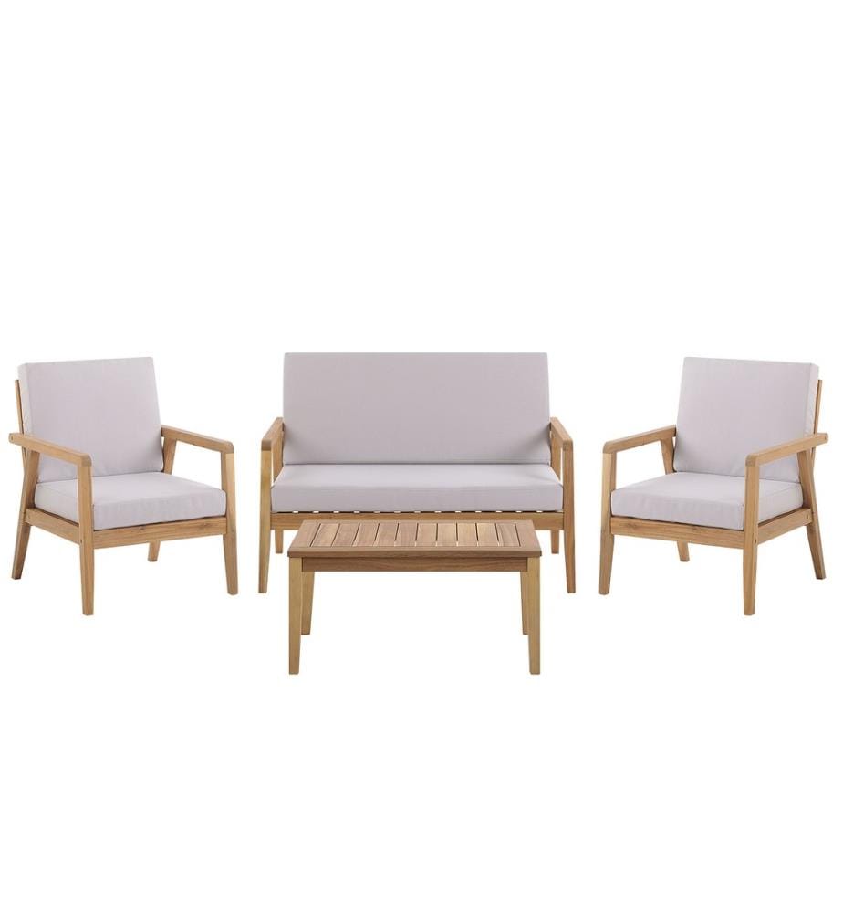 Set da giardino con tavolo 4 posti PALLANO Legno d'acacia Tortora