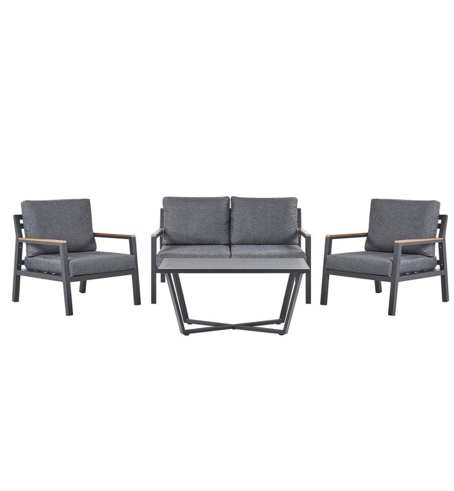 Lounge Set mit Tisch 4-Sitzer DELIA Metall Grau
