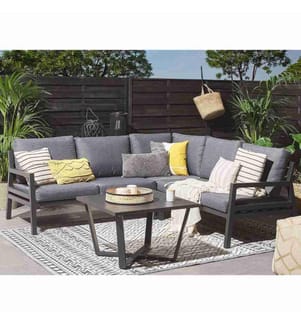 Set di divani angolari da giardino 5 posti VIZZINI Metallo Grigio