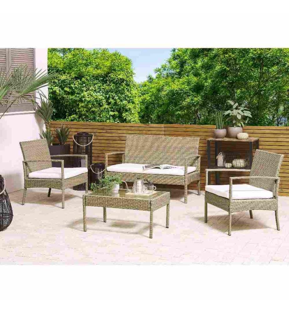 Lounge Set mit Tisch MARSALA Polyrattan Hellbraun