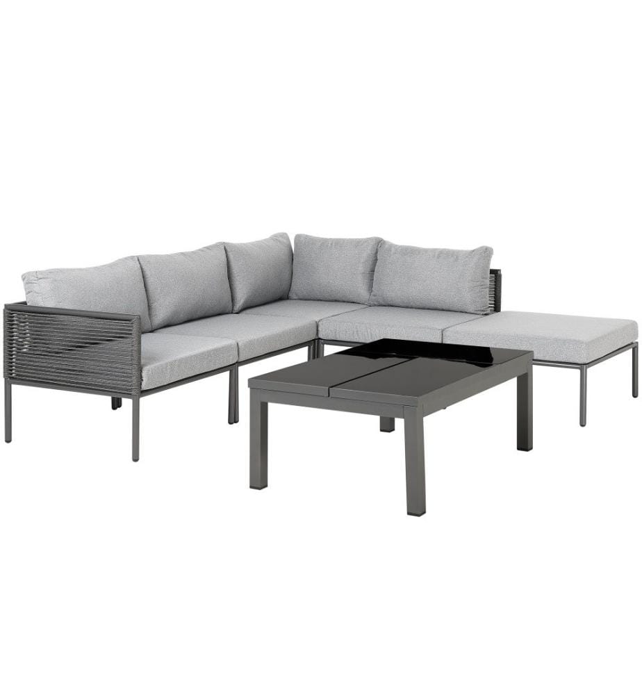 Garten Ecksofa mit Tisch 6-Sitzer FORANO Metall Grau